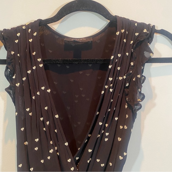 All Saints Heart Printed Wrap Dress Size XS - Picture 4 of 9